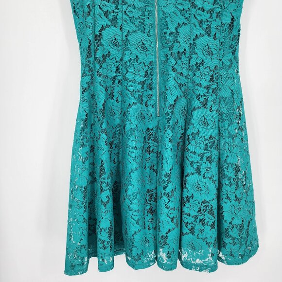3/$25 134 Danny & Nicole Lace Dress 8 Fit & Flare Sleeveless Cocktail Teal M - Picture 7 of 9